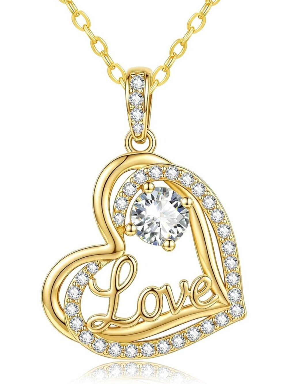 14K Gold Heart Birthstone Necklace for Women - Elegant Jewelry Gift